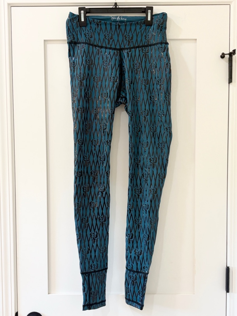 Teal Patterned Leggings - Unknown Brand